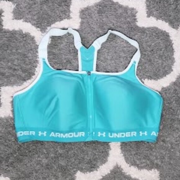 Under Armour Size 40D High Crossback Zip Front Sports Bra - Picture 1 of 5
